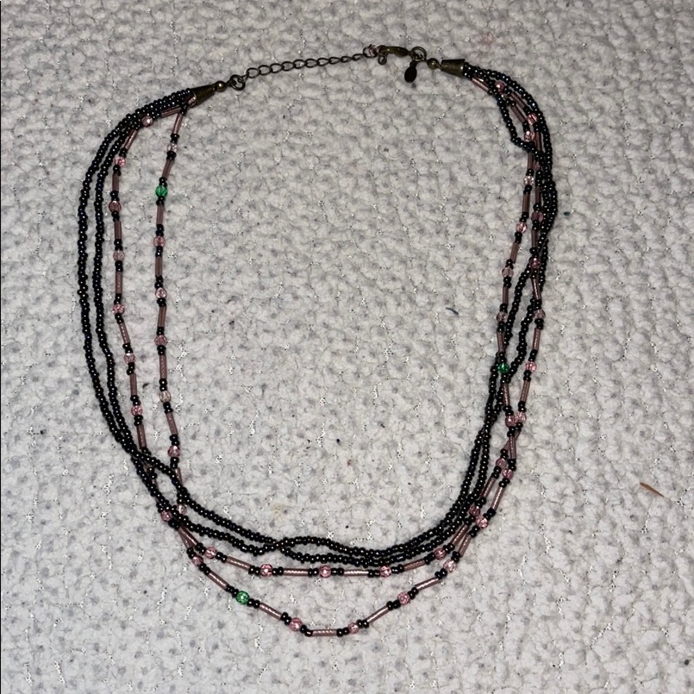 4 strand Beaded Choker Style Necklace